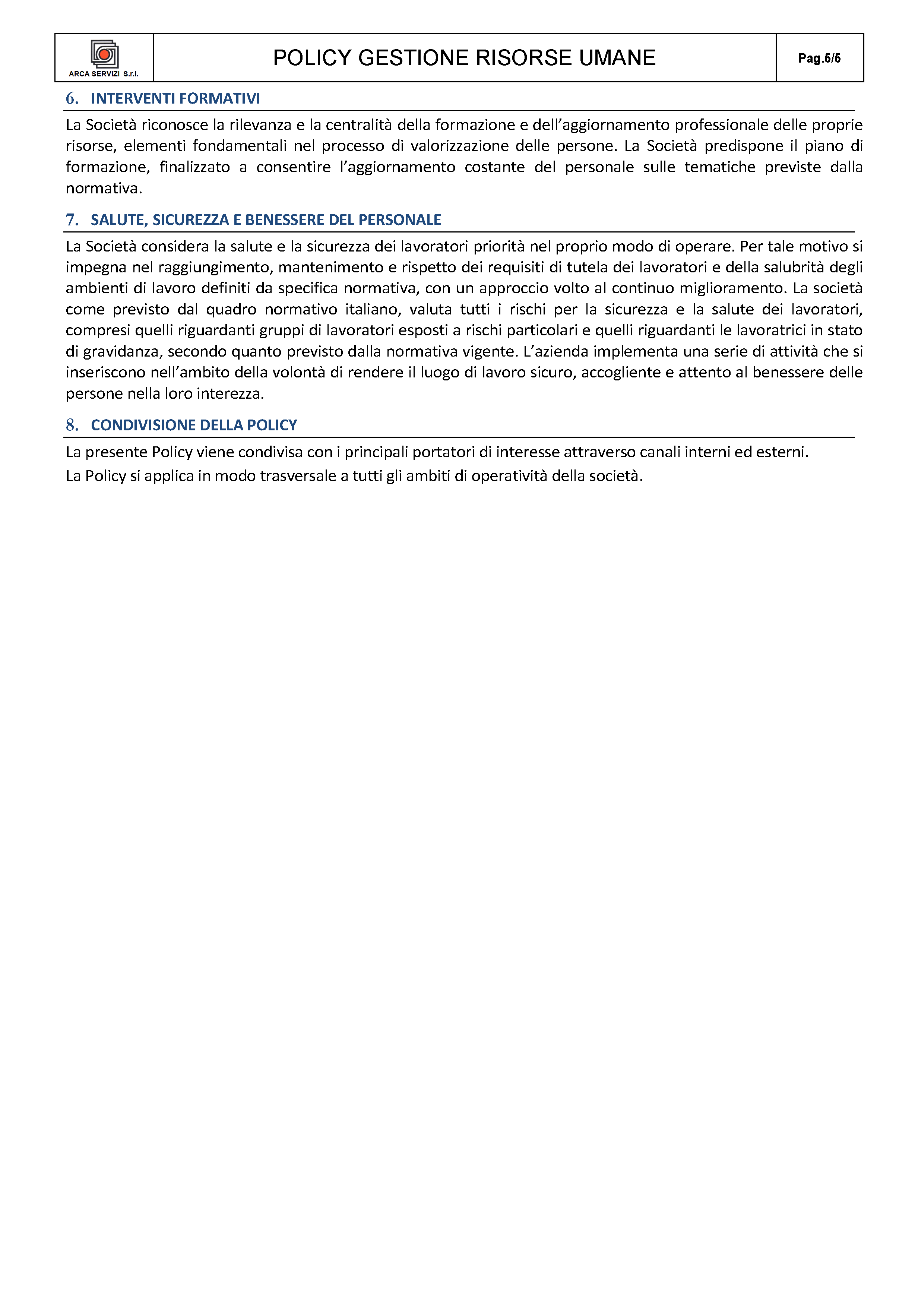 Policy Gestione e Sviluppo Risorse Umane — pagina 5