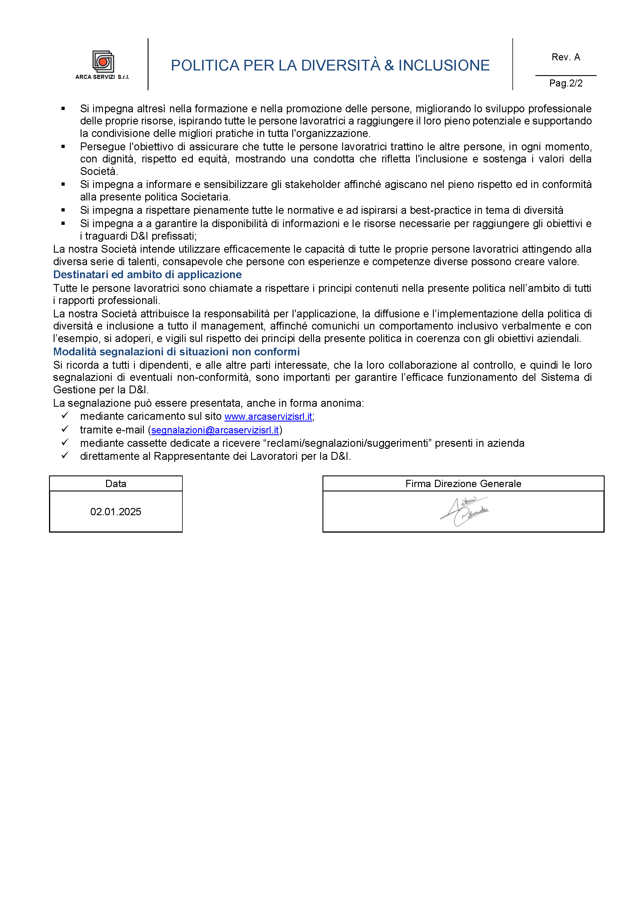 Politica Diversità e Inclusione ISO 30415 — pagina 2