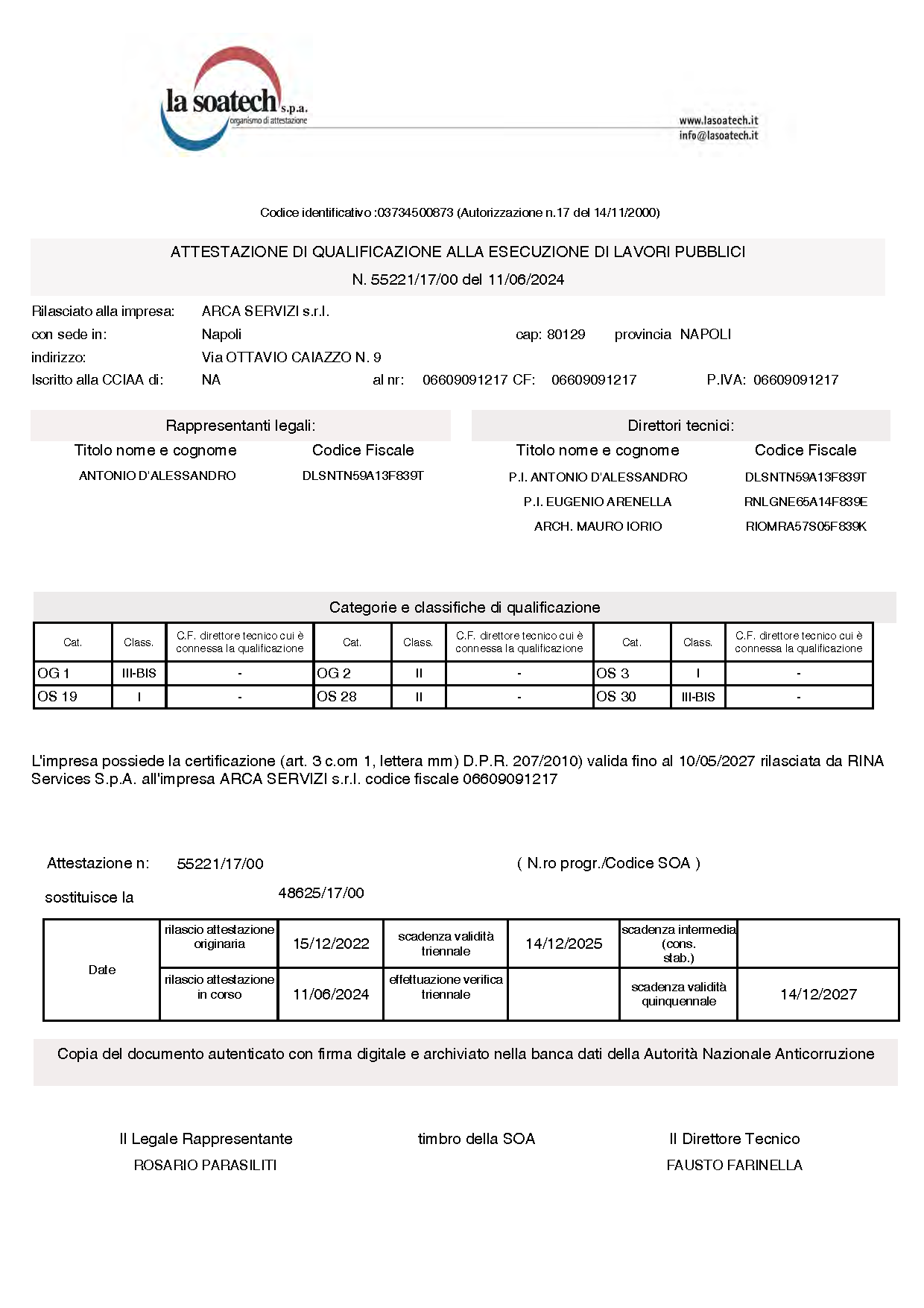 Attestato SOA - Pagina 1